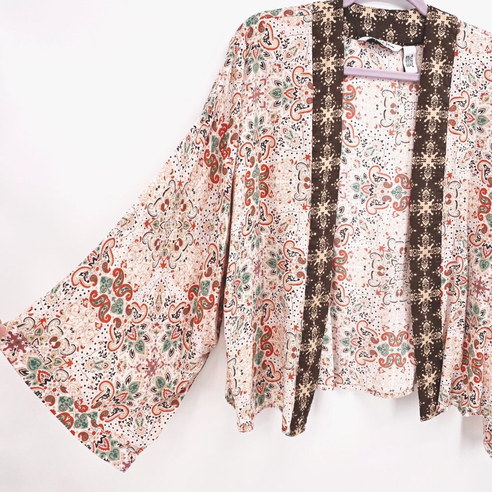 Michael Stars Patina Wide Sleeve Paisley Kimono OS - Picture 2 of 7